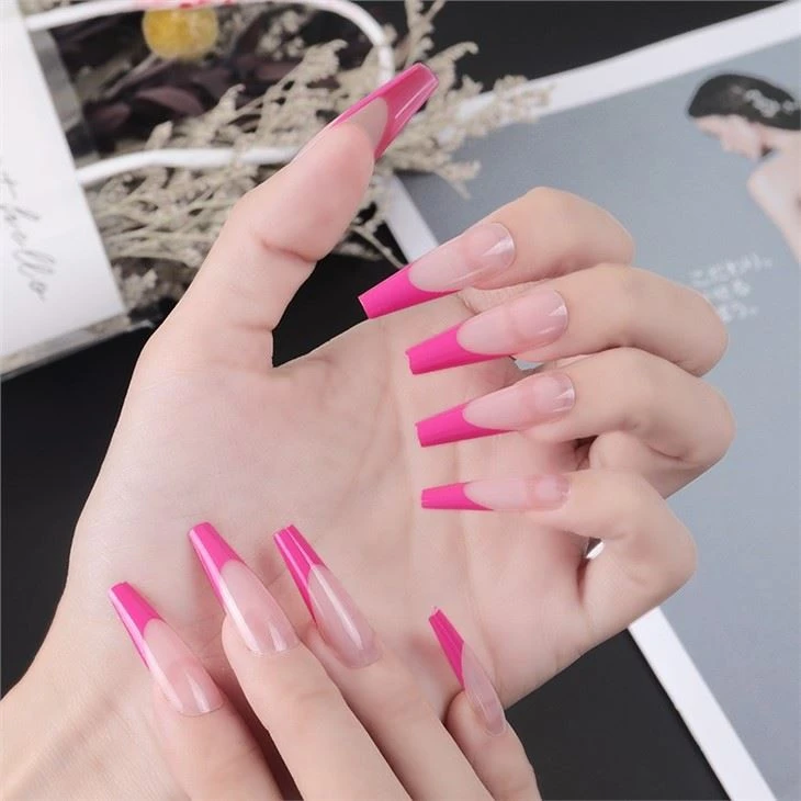 Fency Long French False Nails